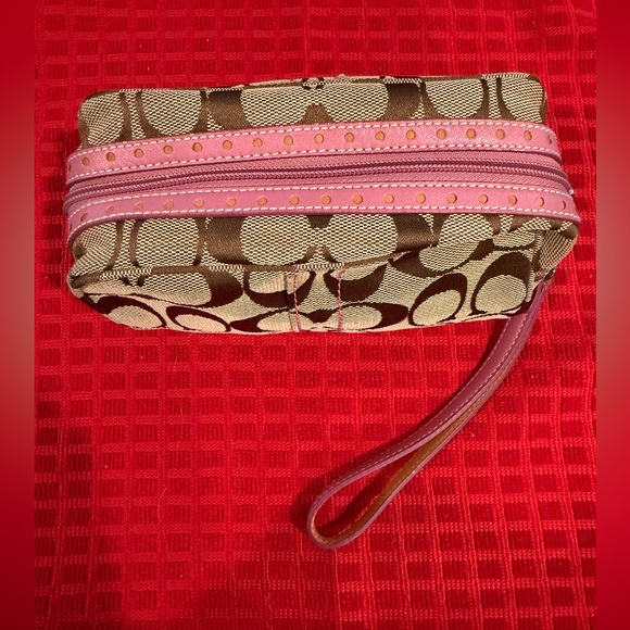 Coach Brown and Pink Patterned Wristlet - Picture 1 of 8